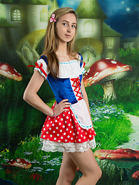 Very-Sexy.com presents: Very hot blonde teen beauty in an adorable outfit slowly takes it off to reveal her nice and perky boobs