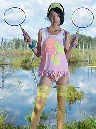 Very-Sexy.com presents: Stunning skinny teen plays around with her body on the lap of nature with the blue sky complimenting her beauty.