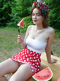 Very-Sexy.com presents: Nice belarusian stunner Rokki removes all clothes on a blanket in a backyard