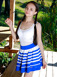 Very-Sexy.com presents: Fresh-Faced russian beauty Mia Grandy gets totally naked on a picnic table in a garden